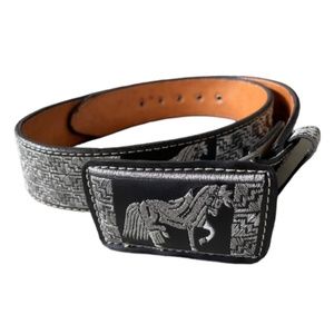 Murillo Black and Gray Horse Print Belt Size 40